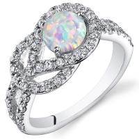 Stříbrný prsten s opálem a zirkony Raro