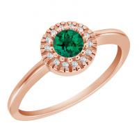Zlatý halo prsten se smaragdem obklopeným diamanty Tafne