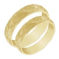 Matné tepané snubní prsteny ze zlata Zvezda