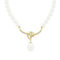 Perlový zlatý náhrdelník s diamanty Ednit