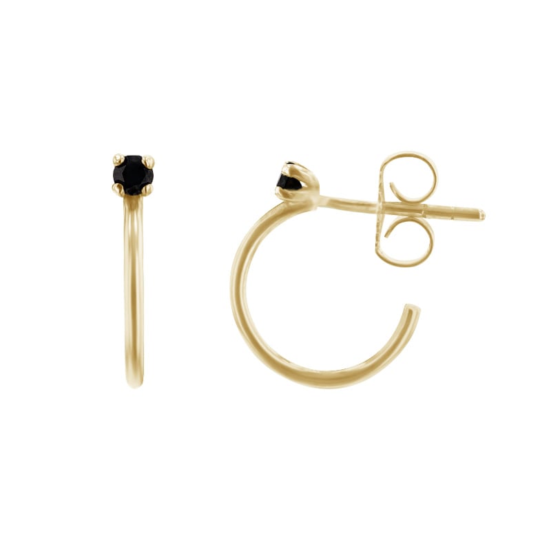 Zlaté kruhové náušnice s černými diamanty Uthyr