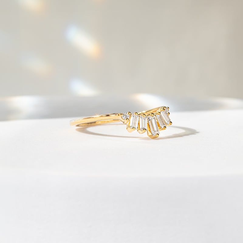 Vykrojený prsten s baguette diamanty Domenic