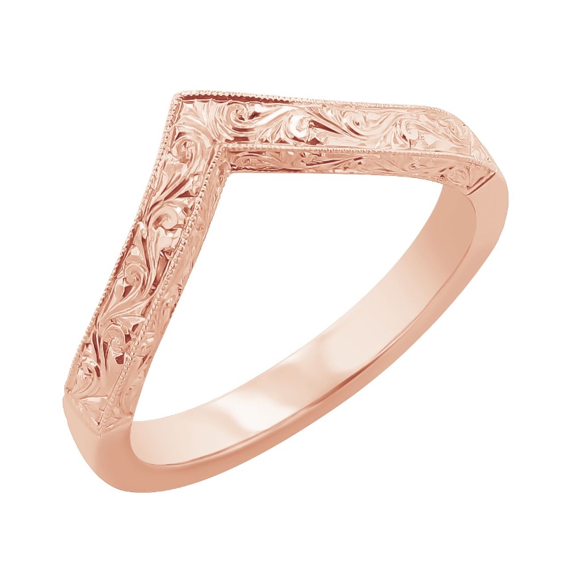 Vykrojený snubní prsten s ruční rytinou Lizzie