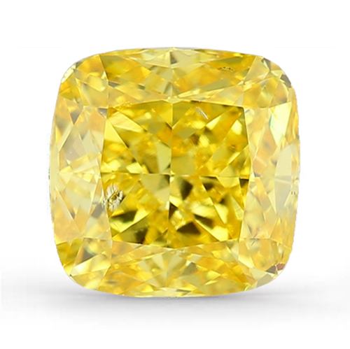 Lab-grown IGI 0.37ct VS2 Fancy Intense Yellow Cushion diamant
