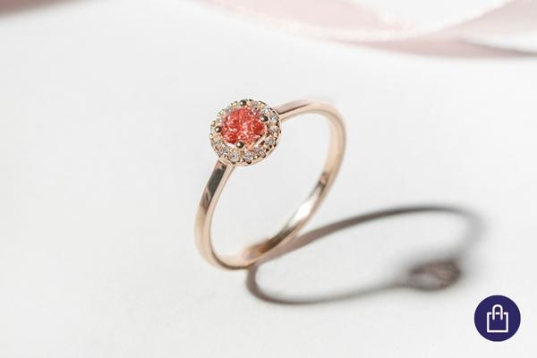 Halo prsten s IGI certifikovaným růžovým lab-grown diamantem