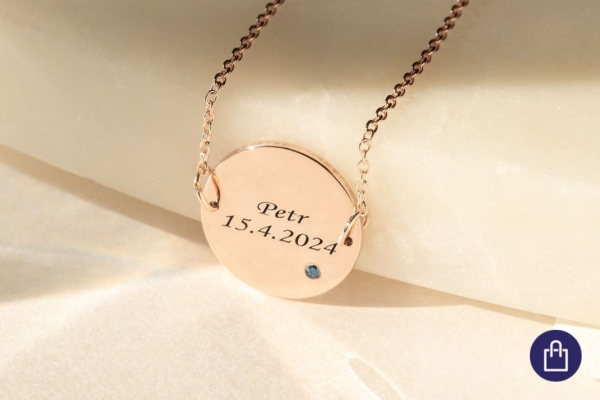 Zlatý náramek s diamantem a s gravírem dle vaší volby