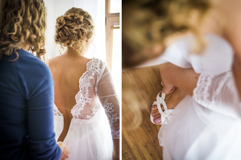 Svatební šaty s krajkou a svatební boty