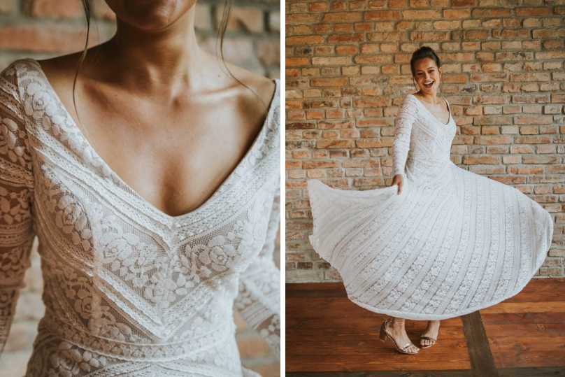 Svatební šaty s výstřihem