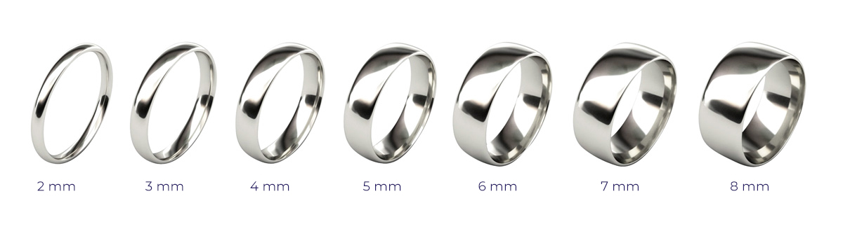 Porovnání šířky snubních prstenů