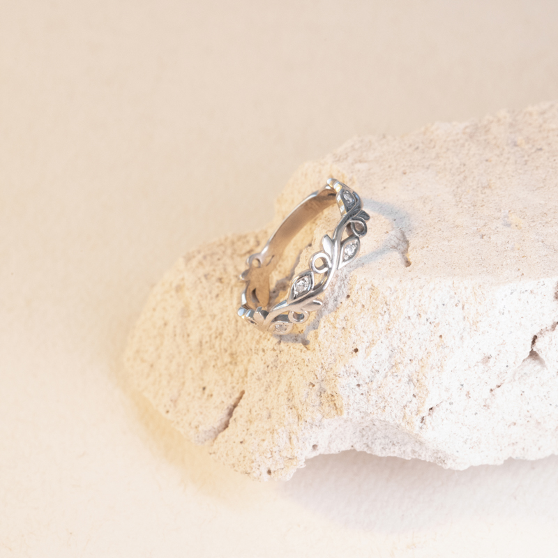Snubní prsteny s eternity dámským a plochým pánským prstenem Seir 100920