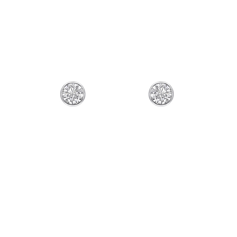 Stříbrné minimalistické bezel náušnice s diamanty Wendy