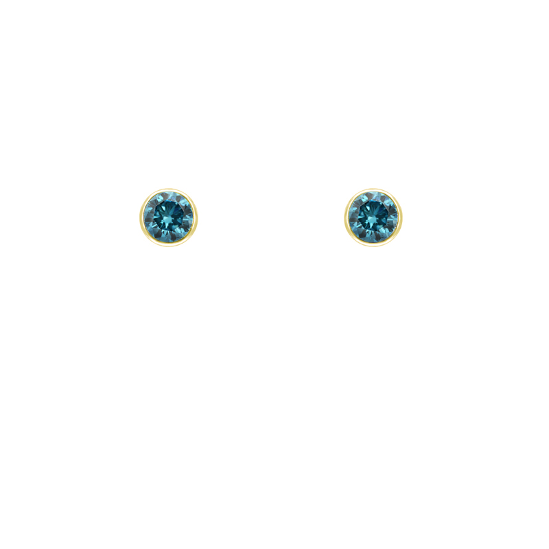 Stříbrné minimalistické bezel náušnice s modrými diamanty Tofine 102940