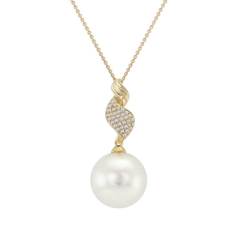 Zlatý perlový náhrdelník s diamanty Golya