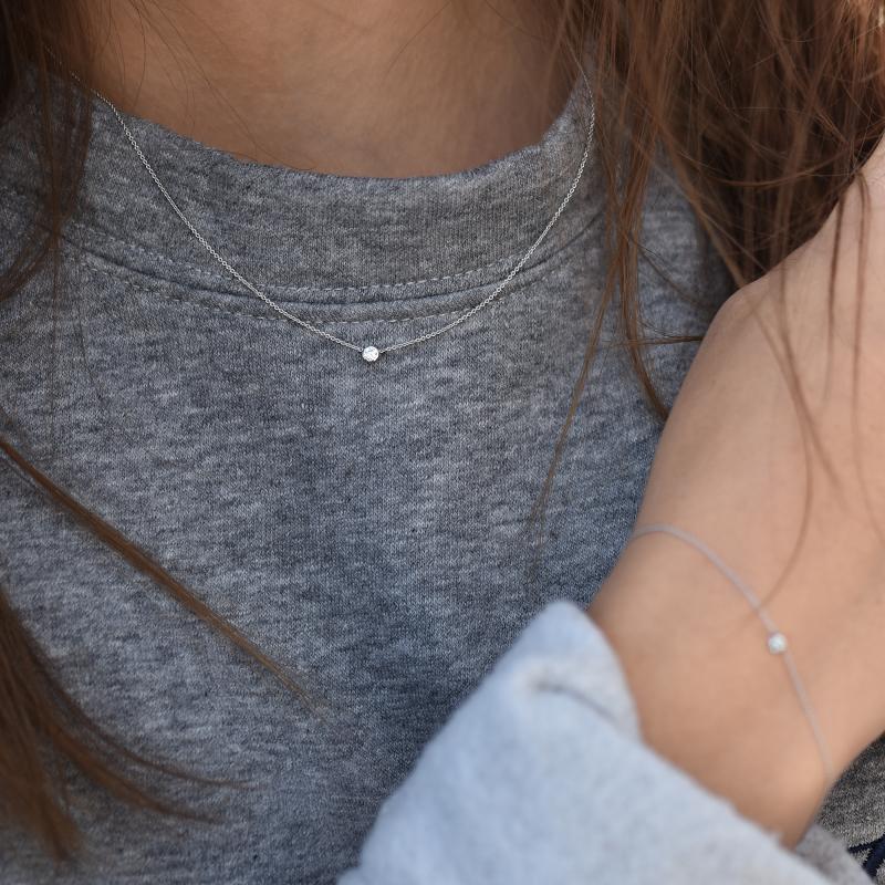 Stříbrný minimalistický náhrdelník s diamantem Glosie 103630