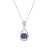 Zlatý náhrdelník s modrými a bílými diamanty Wawyd