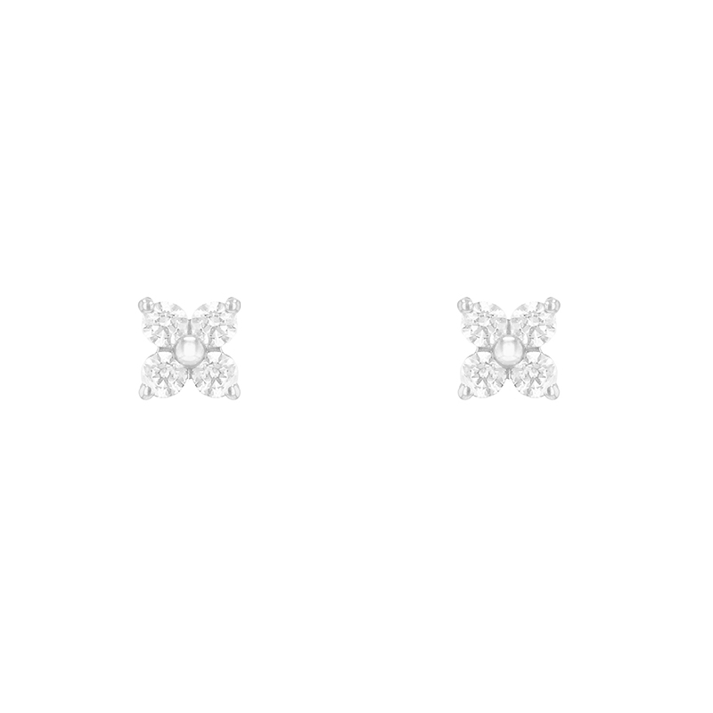Stříbrné náušnice s lab-grown diamanty ve tvaru květiny Teresia