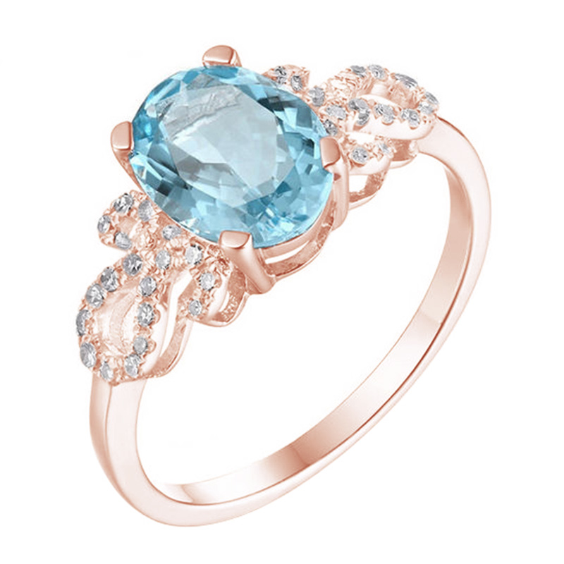 Zlatý zásnubní prsten s akvamarínem a diamanty Donalda 104580
