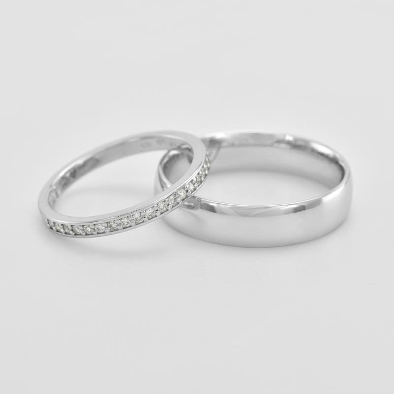 Dámský eternity prsten s moissanity a komfortní pánský prsten Mewya 105300