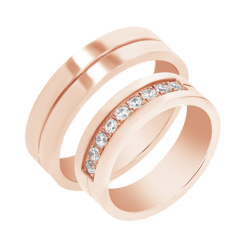 Zlaté svatební prsteny s diamanty Luky 105510