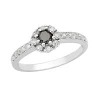 Halo prsten s černým diamantem Mehal