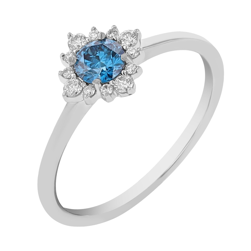 Zásnubní prsten s 0.31ct IGI certifikovaným modrým lab-grown diamantem Febe