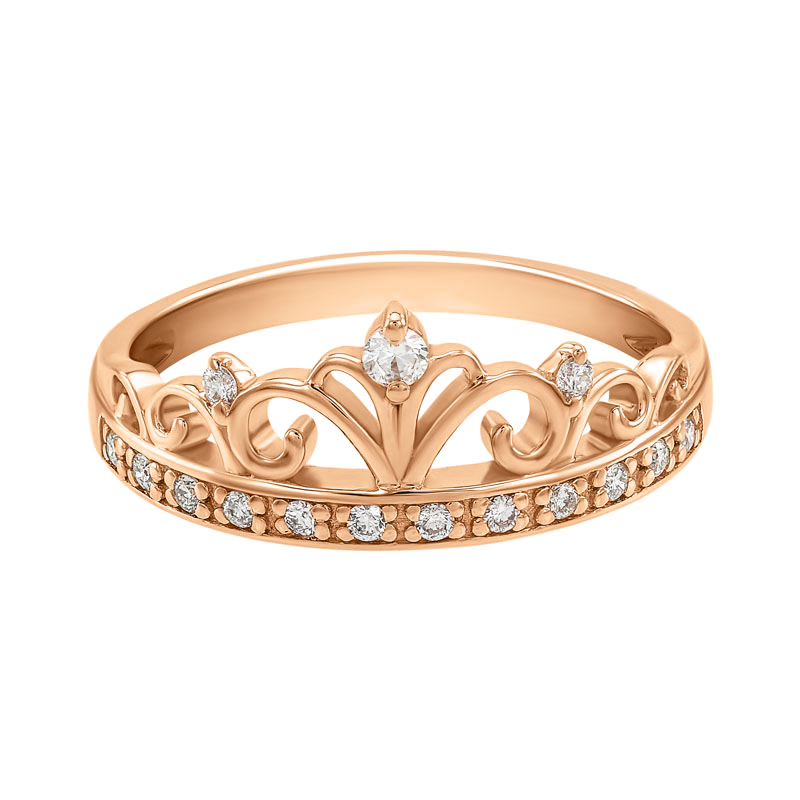 Prsten z růžového zlata ve tvaru korunky 11170