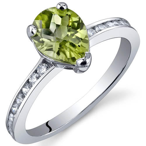 Stříbrný prsten s olivínovou slzou Hikari