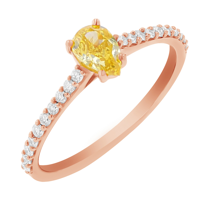 Zásnubní prsten s certifikovaným fancy yellow lab-grown diamantem Ernes 112690