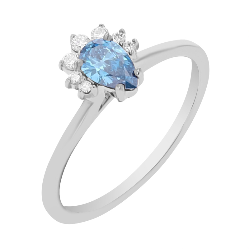 Zásnubní prsten s certifikovaným fancy blue lab-grown diamantem Wilf 112710