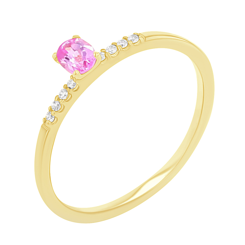 Zásnubní prsten s růžovým safírem a lab-grown diamanty Terry