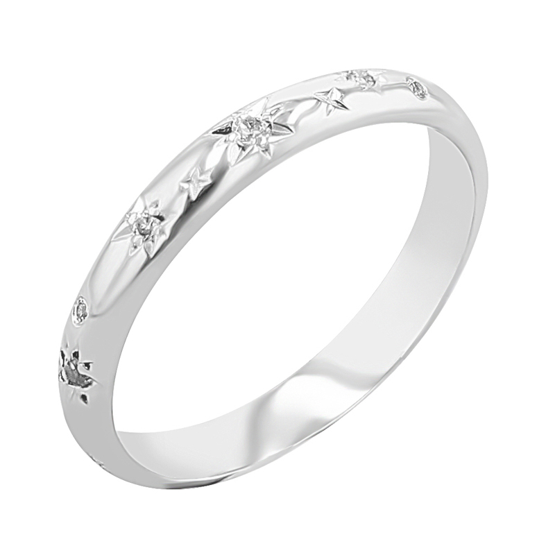 Snubní prsteny s ruční rytinou hvězd a diamanty Elia 116480