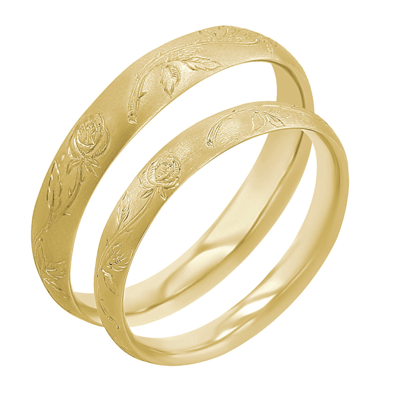 Snubní prsteny s ruční rytinou růží Danni 116940