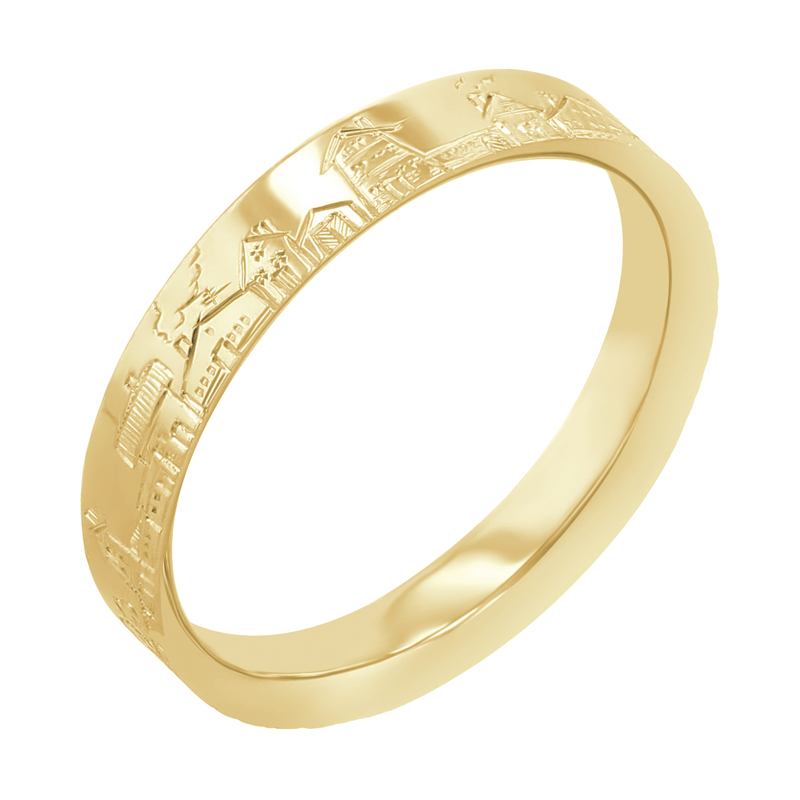 Snubní prsteny s ruční rytinou města Bevan 116970