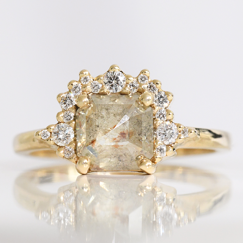 Zlatý prsten s radiant salt and pepper diamantem Aleta 117640