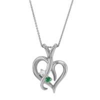 Zlaté srdce se smaragdem a diamantem v náhrdelníku Lynelle