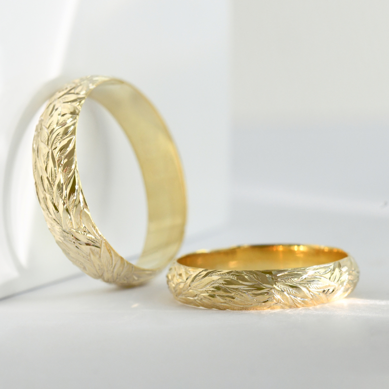 Snubní prsteny s gravírem listů Mylie 118130