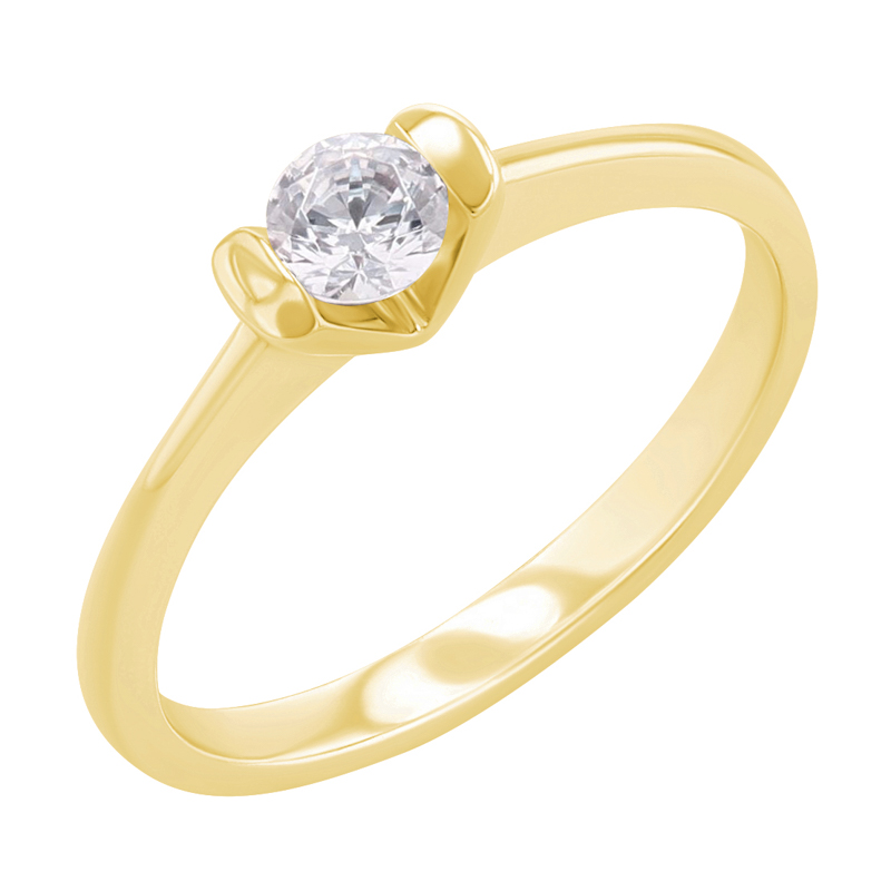 Zlatý zásnubní prsten s moissanitem Paxly 124900