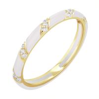 Bílý keramický prsten s diamanty Astair