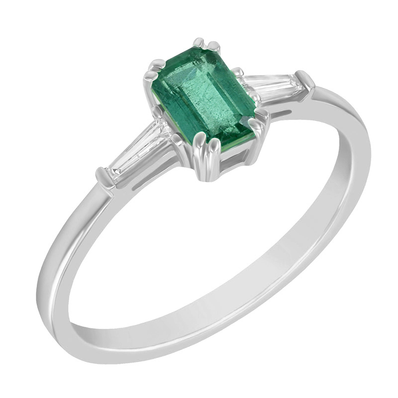 Smaragdový prsten z bílého zlata