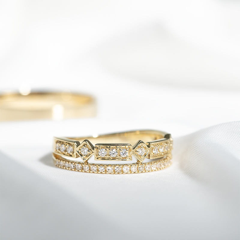 Dámský prsten s lab-grown diamanty a pánský plochý prsten Ward 128650