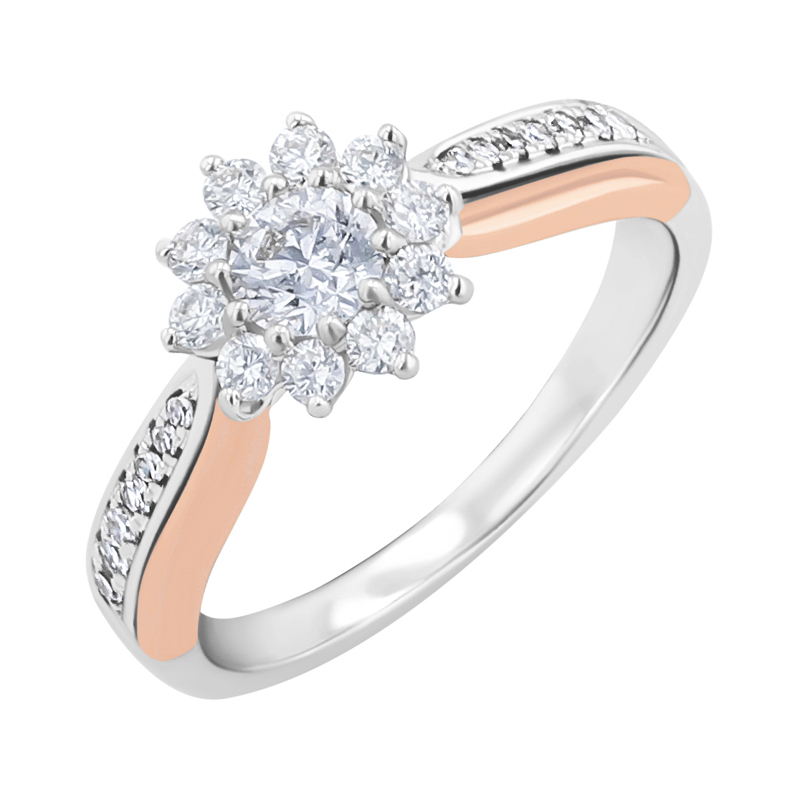Zásnubní prsten s diamanty ve tvaru květiny Evander