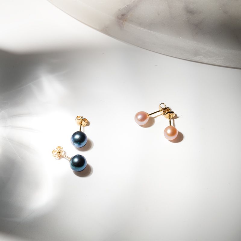 Zlaté náušnice s broskvovými perlami Dione 129890