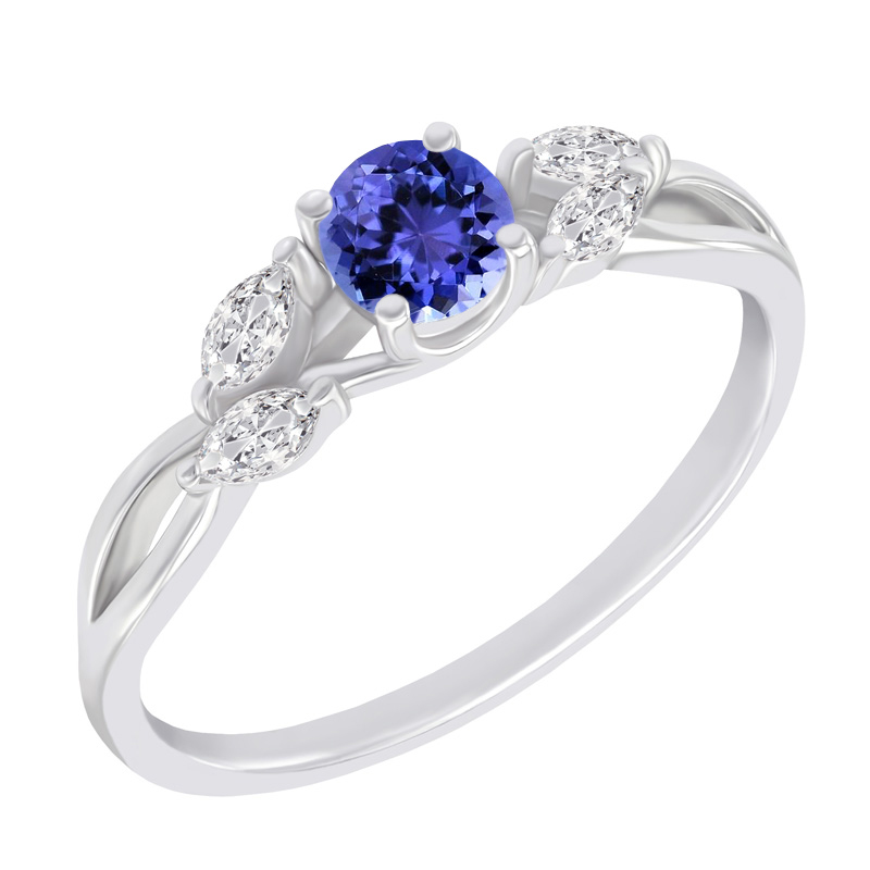 Zásnubní prsten s tanzanitem a marquise lab-grown diamanty Halym