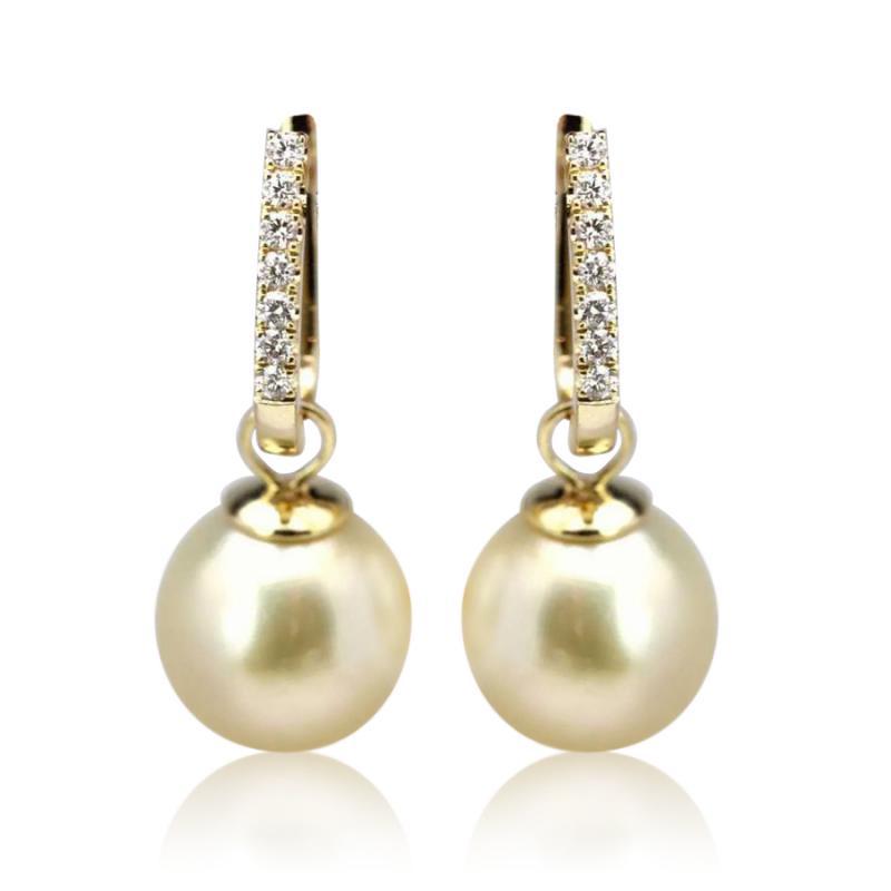 Zlaté náušnice s jihomořskými perlami