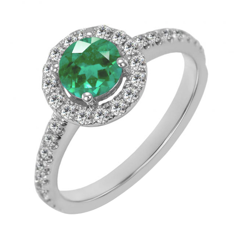 Halo prsten se smaragdem a lab-grown diamanty Kerau 132410