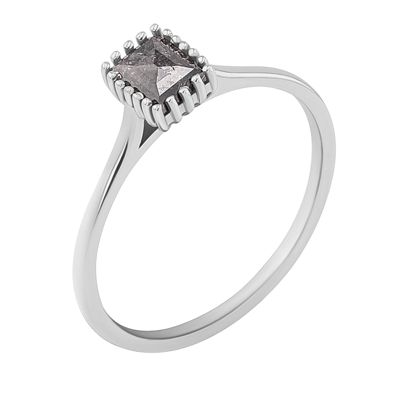 Eppi Zlatý prsten s princess salt and pepper diamantem Samiya R46838