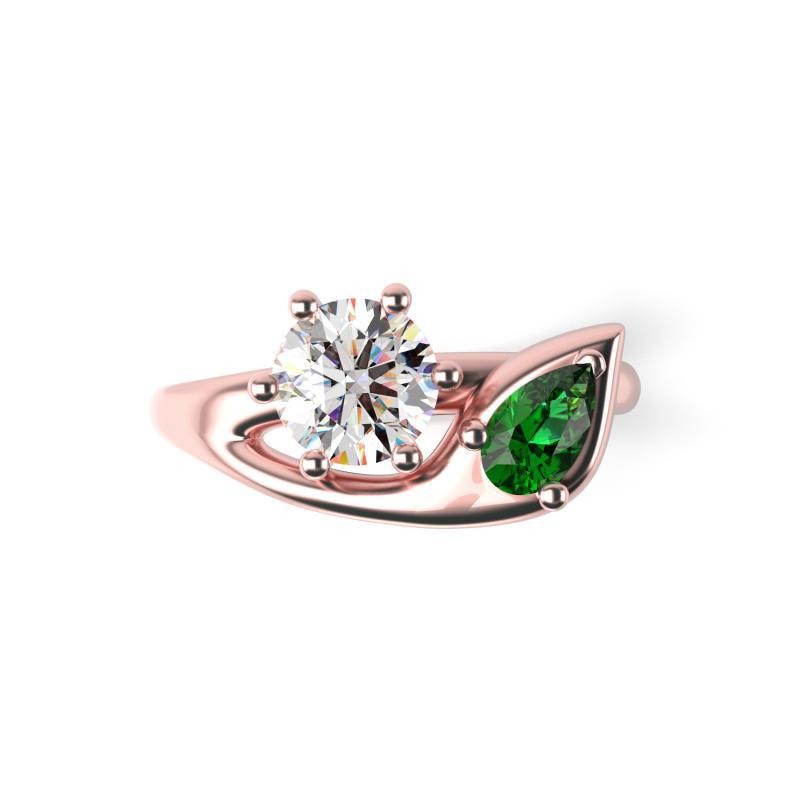 Prsten s diamantem a smaragdem