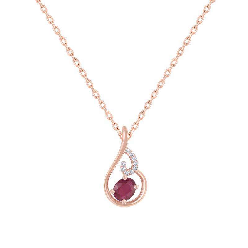 Elegantní zlatý náhrdelník s rubínem a diamanty Cor