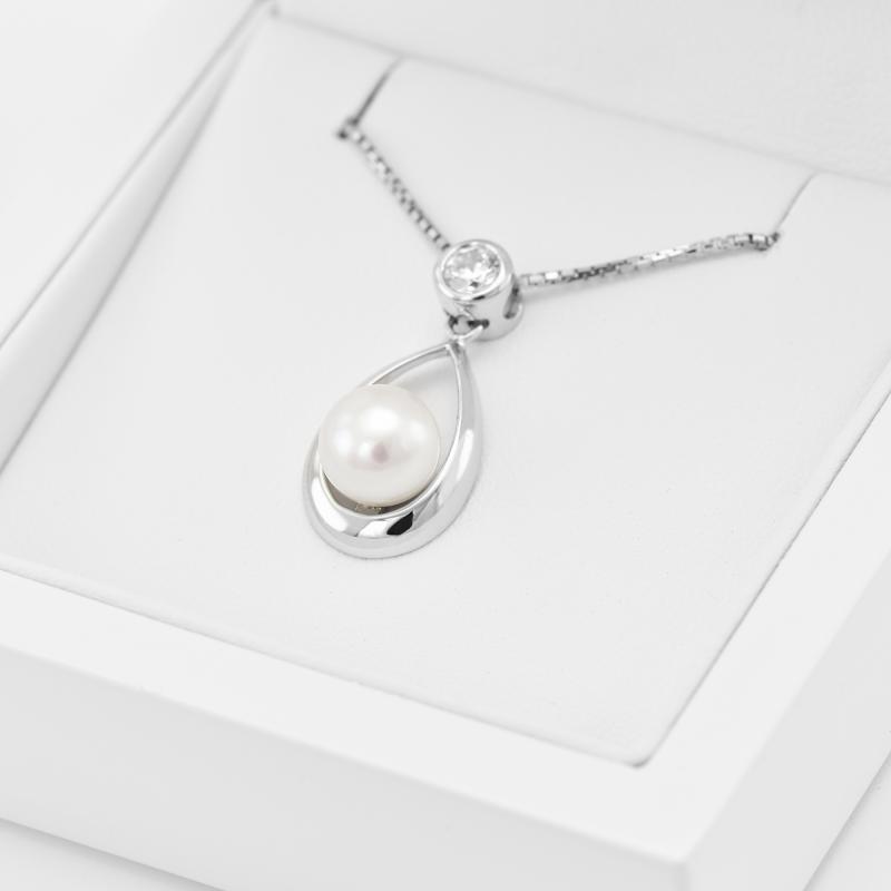 Stříbrný perlový náhrdelník se zirkonem Jeylis 17630