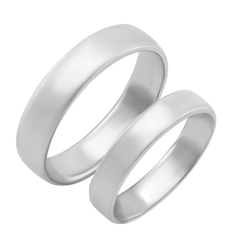 Snubní prsteny klasického komfortního typu z bílého zlata Ygyn